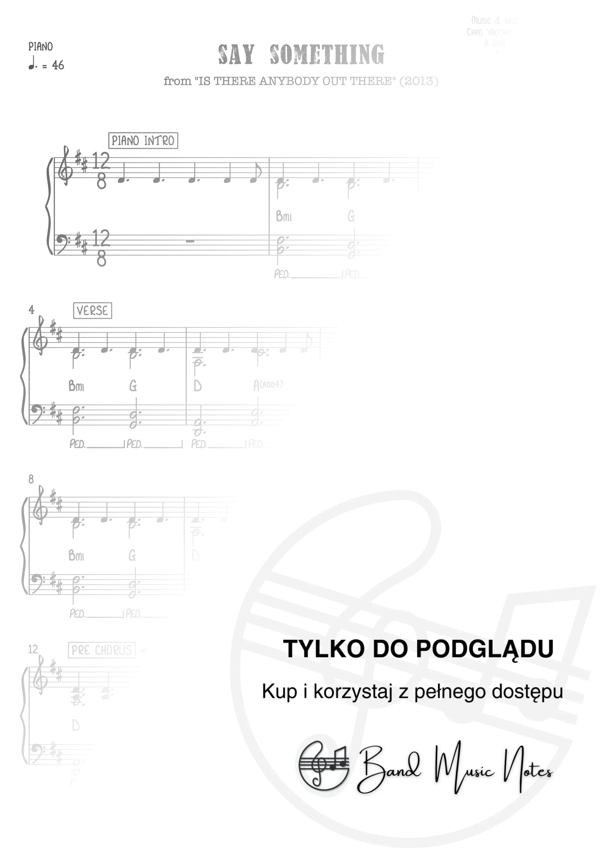 A Great Big World & Christina Aguilera - Say Something - Piano Part_0001