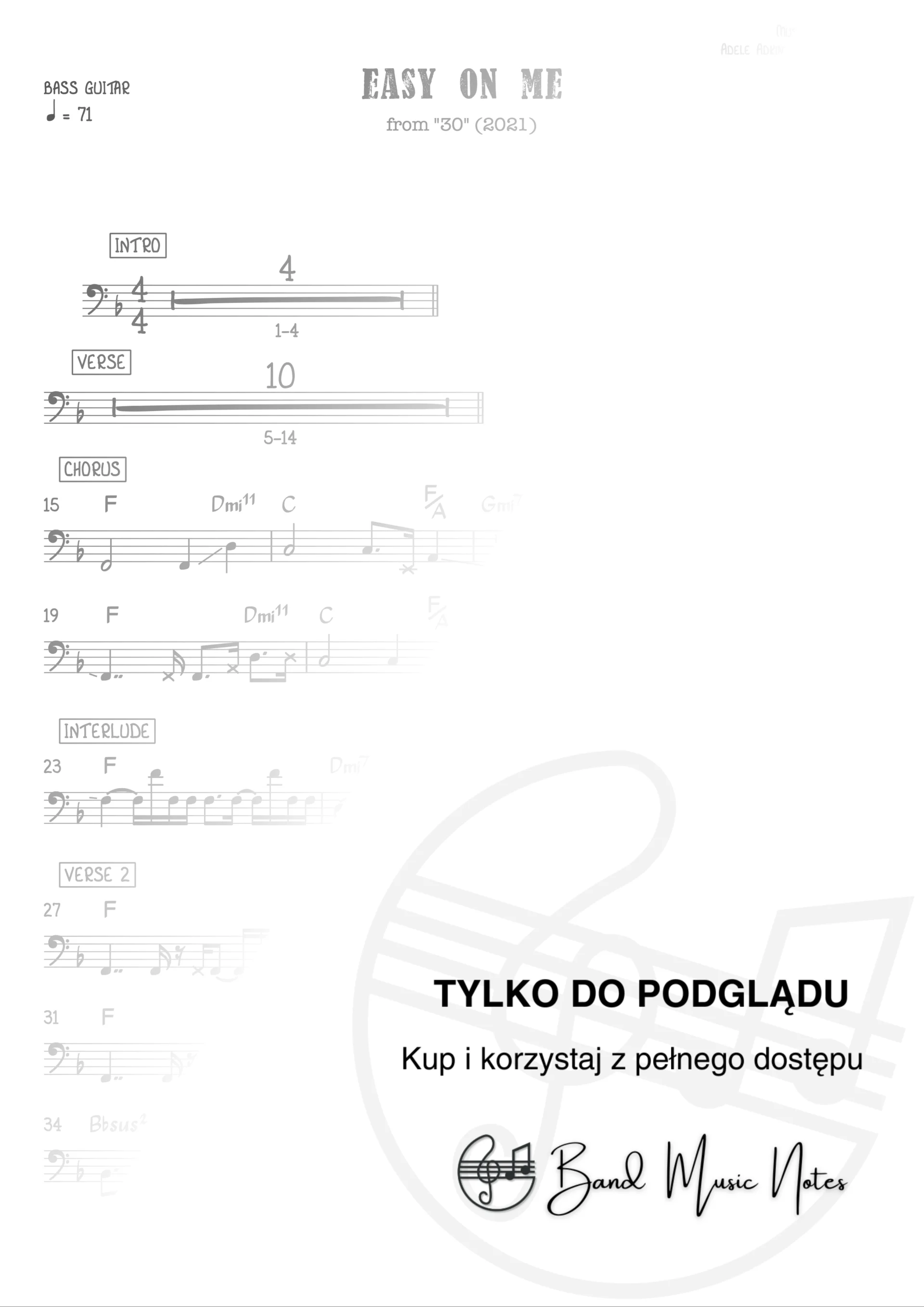 Adele - Easy On Me - Bass Guitar Part_0001