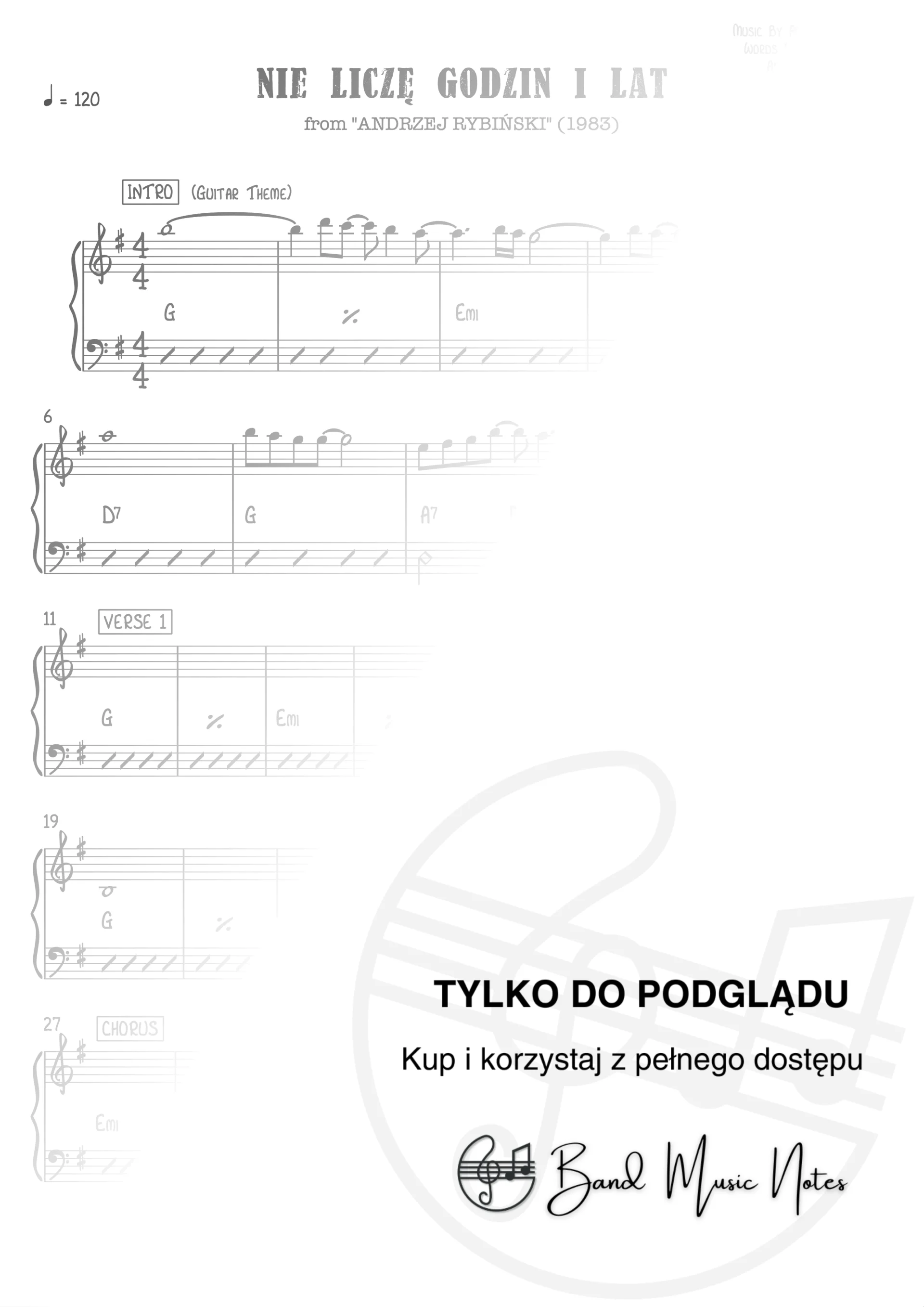 Andrzej Rybiński - Nie liczę godzin i lat - Band Score_0001