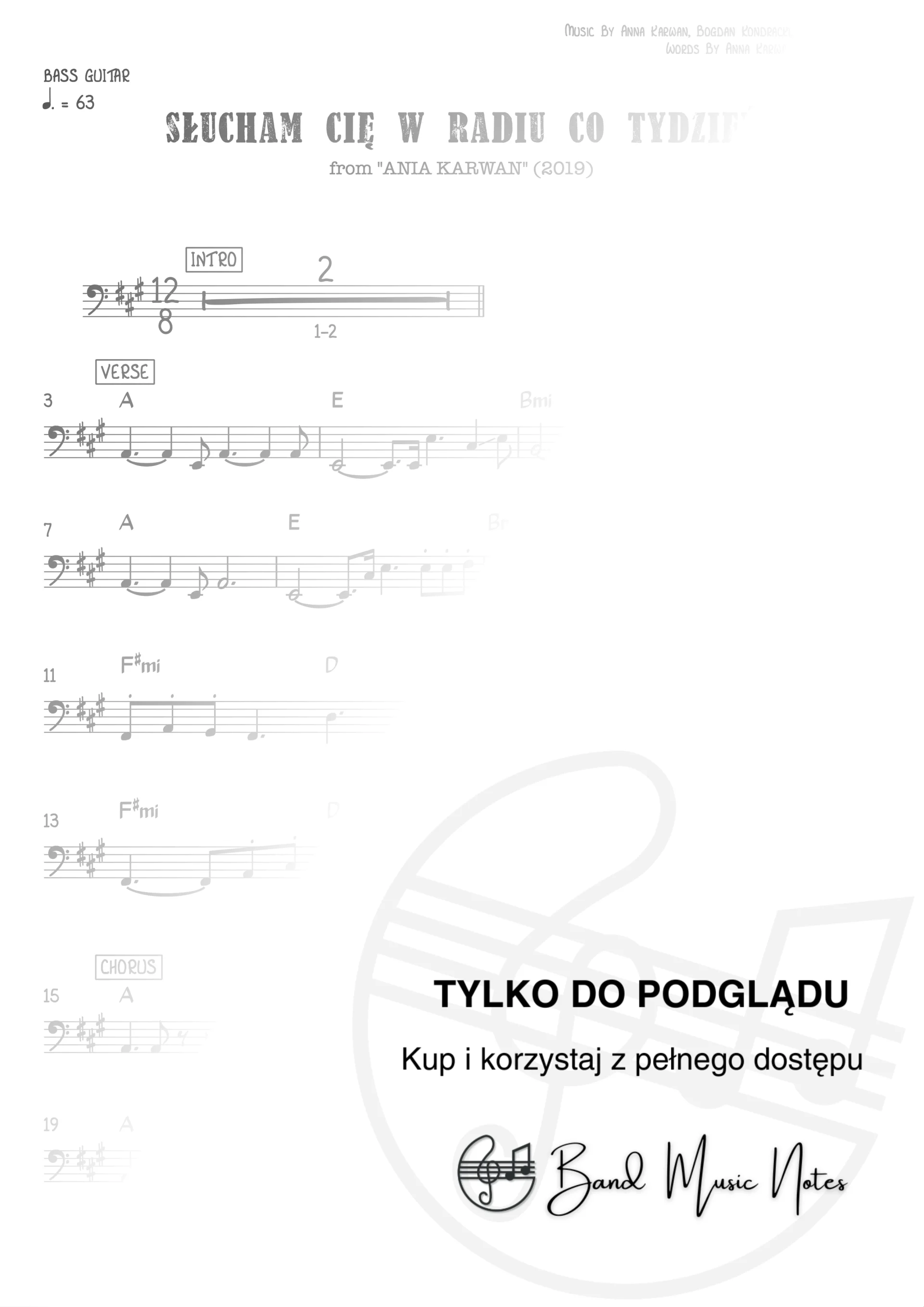 Ania Karwan - Słucham cię w radiu co tydzień - Bass Guitar Part_0001