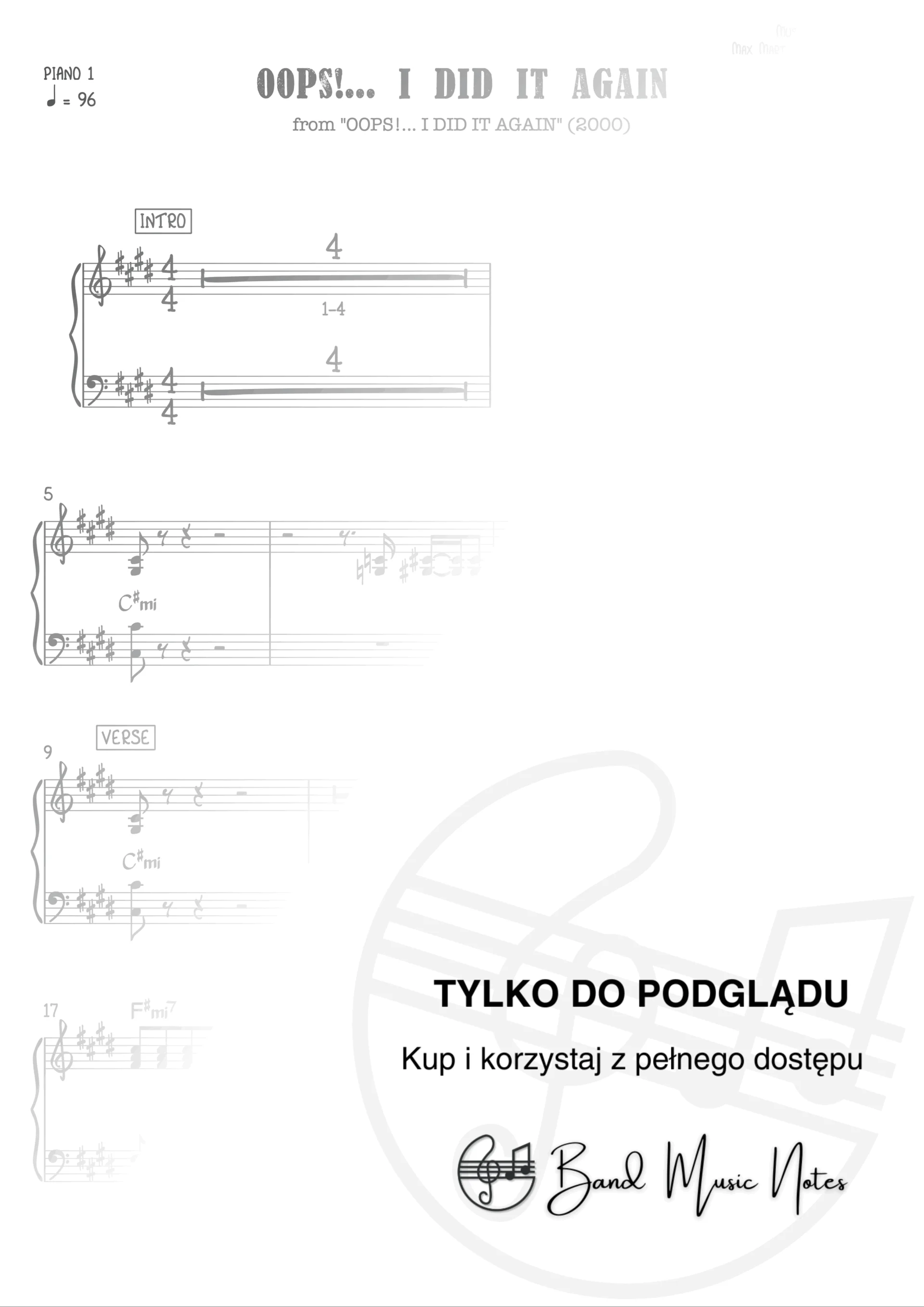Britney Spears - Oops!... I Did It Again - Piano 1 Part_0001