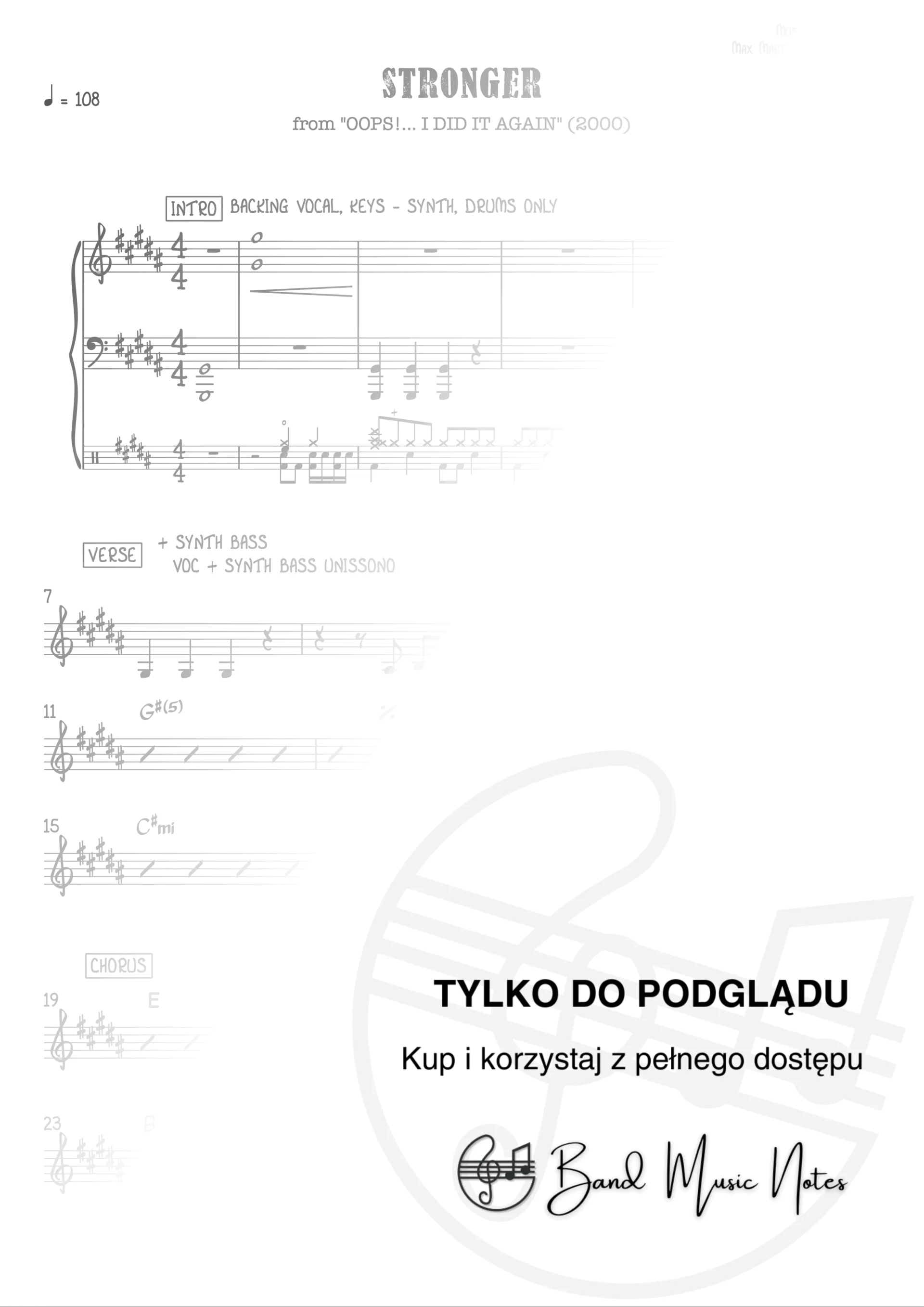 Britney Spears - Stronger - Band Score_0001