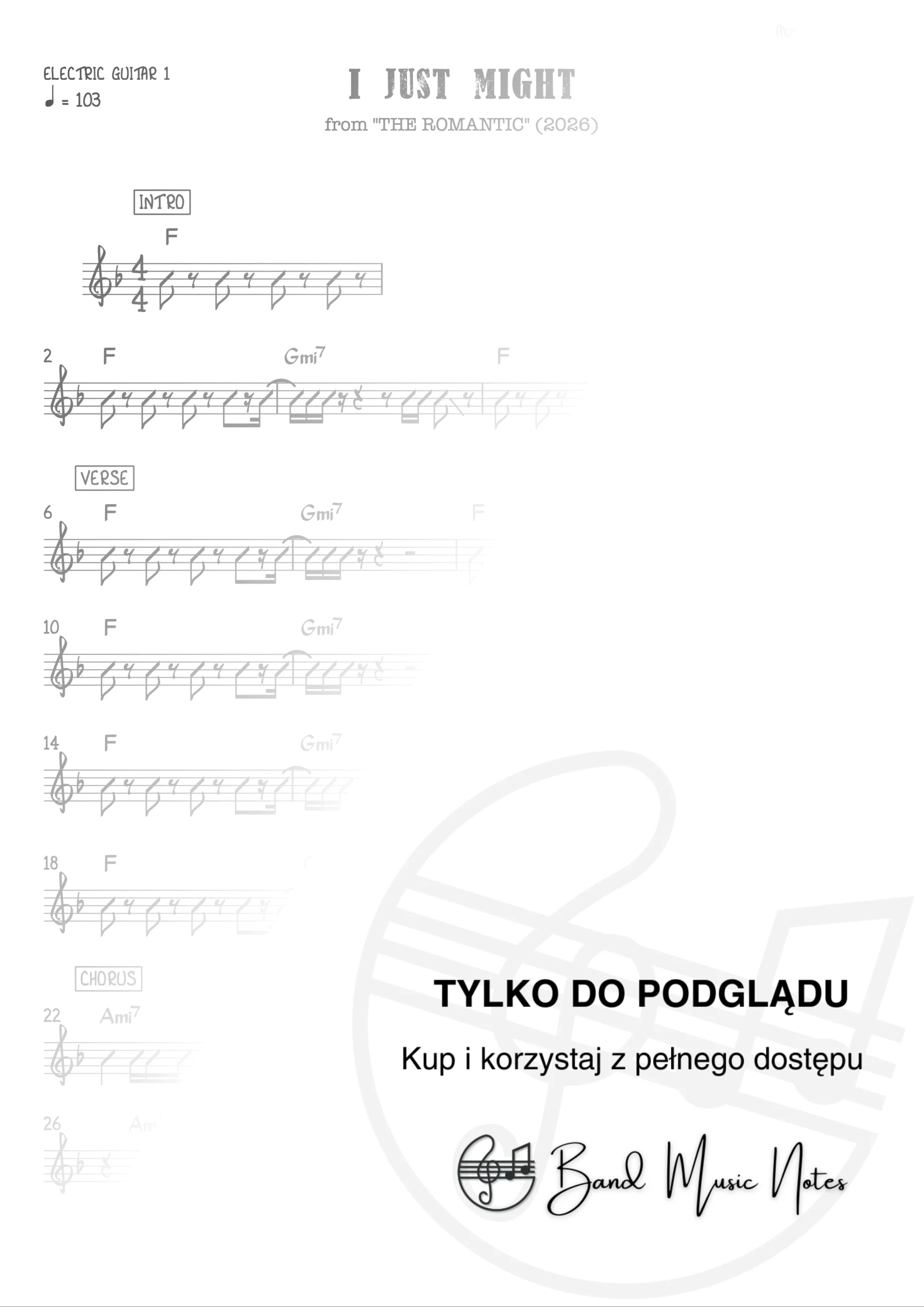 Bruno Mars - I Just Might - Electric Guitar 1 Part - Rhythmic Notation_0001