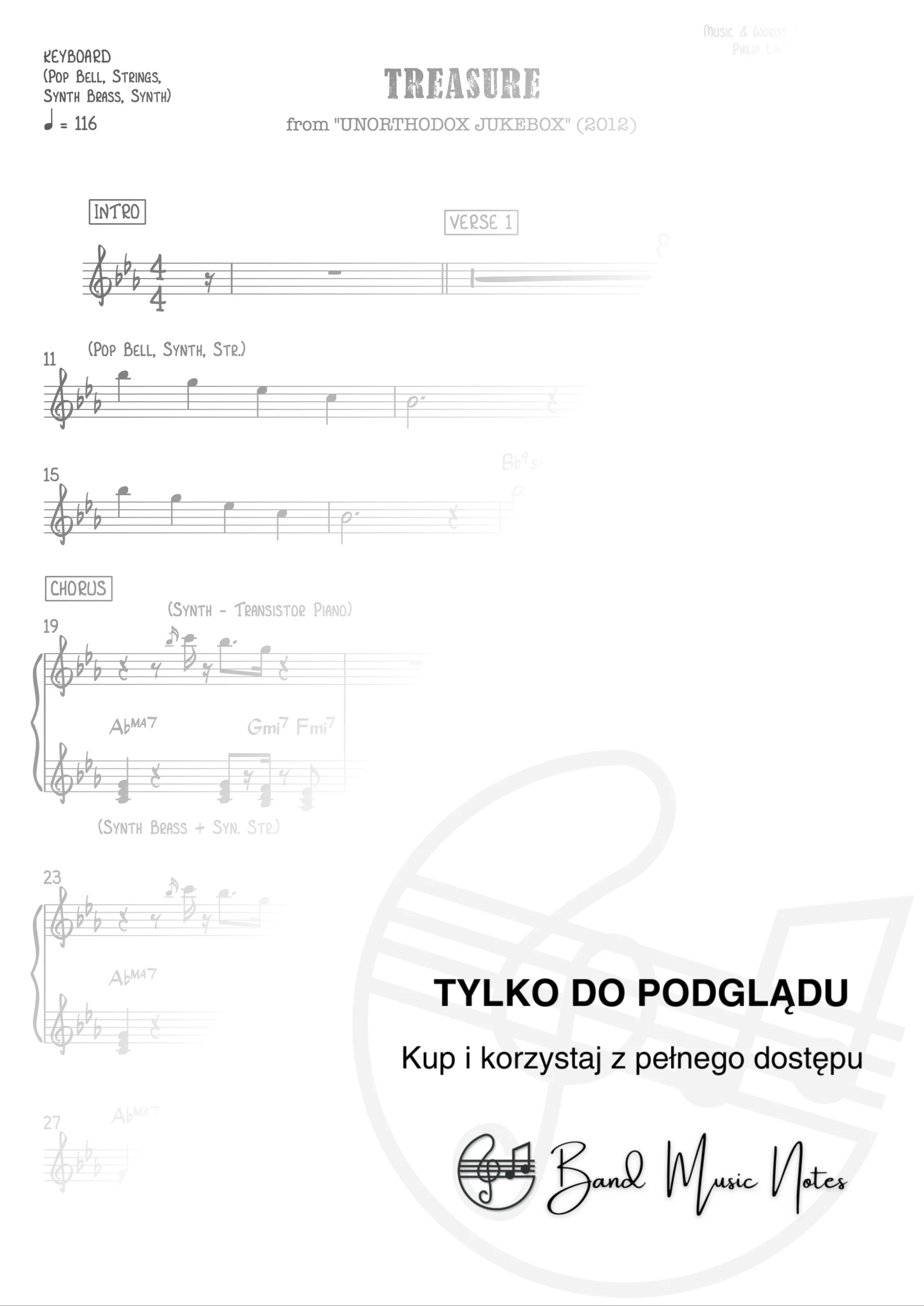 Bruno Mars - Treasure - Keyboard Part_0001