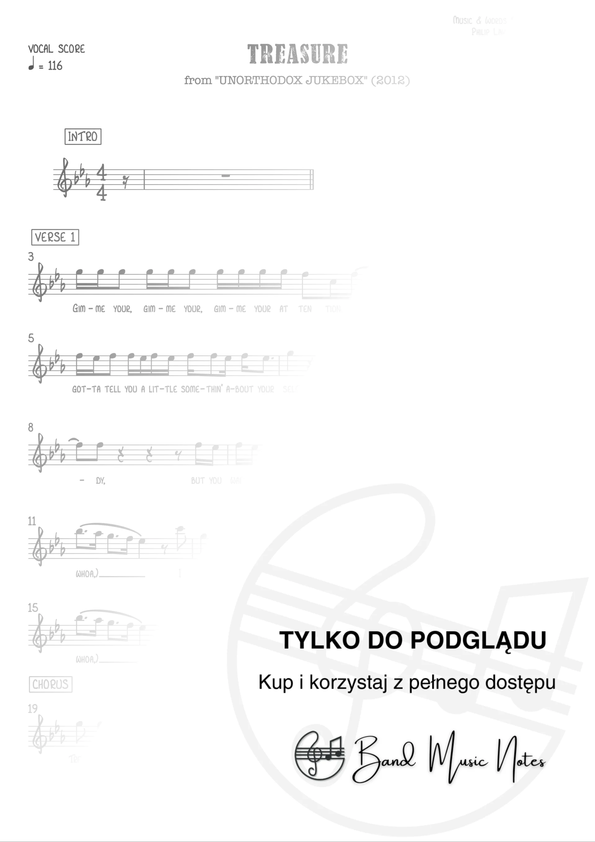 Bruno Mars - Treasure - Vocal Score_0001