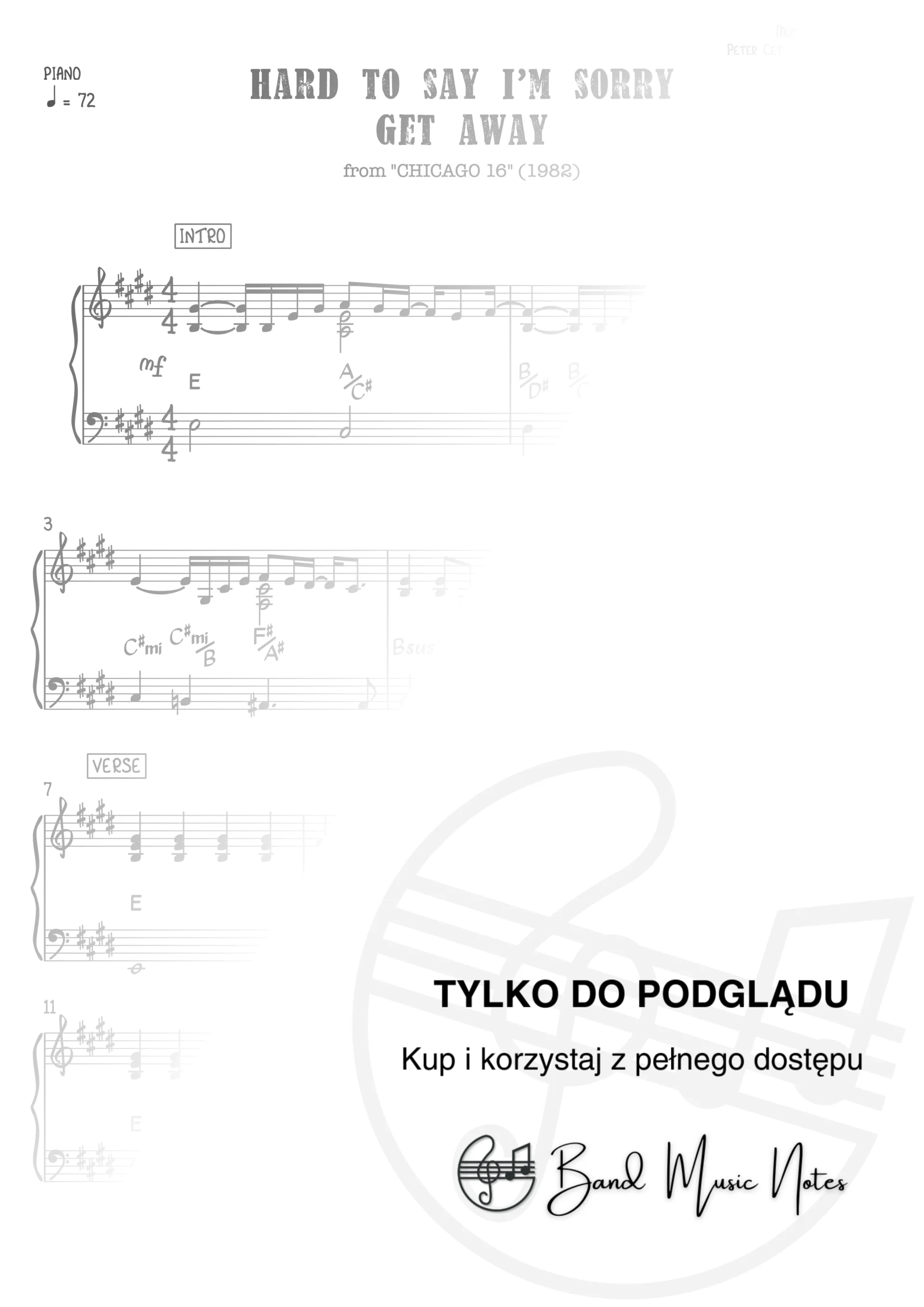 Chicago - Hard To Say I'm Sorry - Get Away - Piano Part_0001