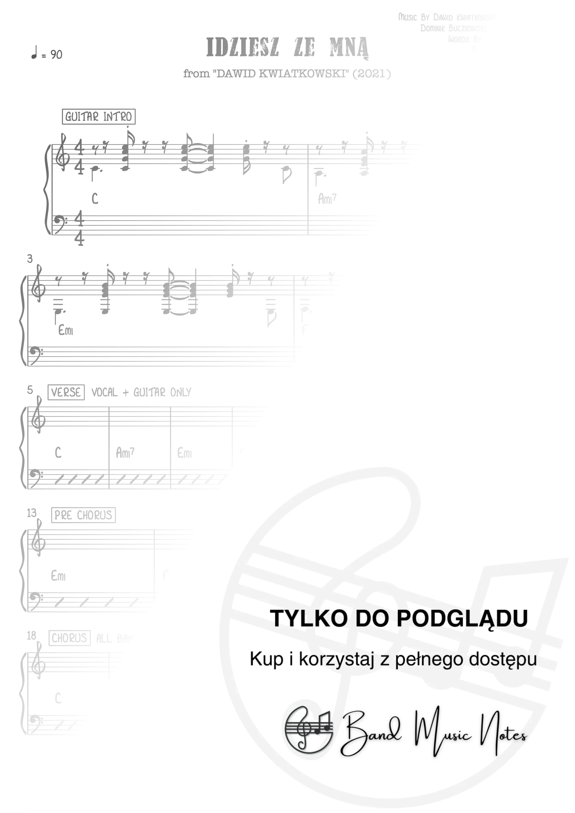 Dawid Kwiatkowski - Idziesz ze mną - Band Score_0001