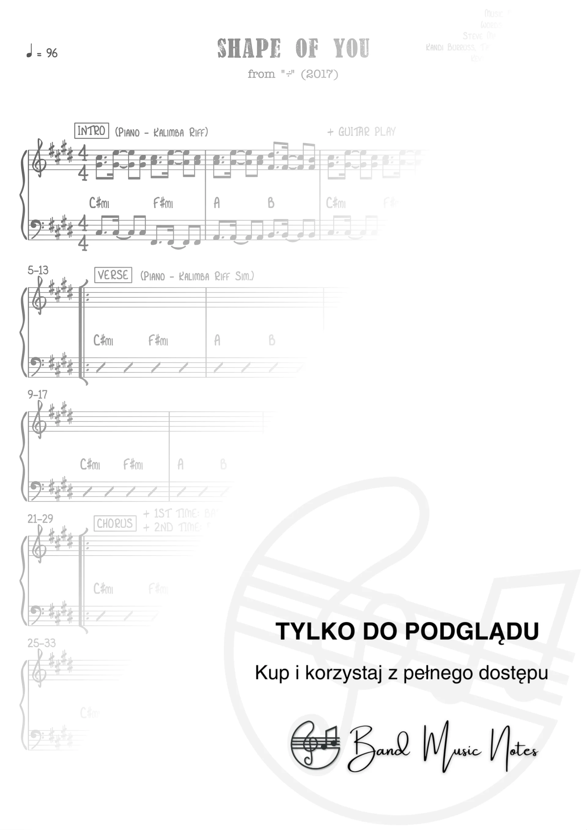 Ed Sheeran - Shape Of You - Band Score_0001