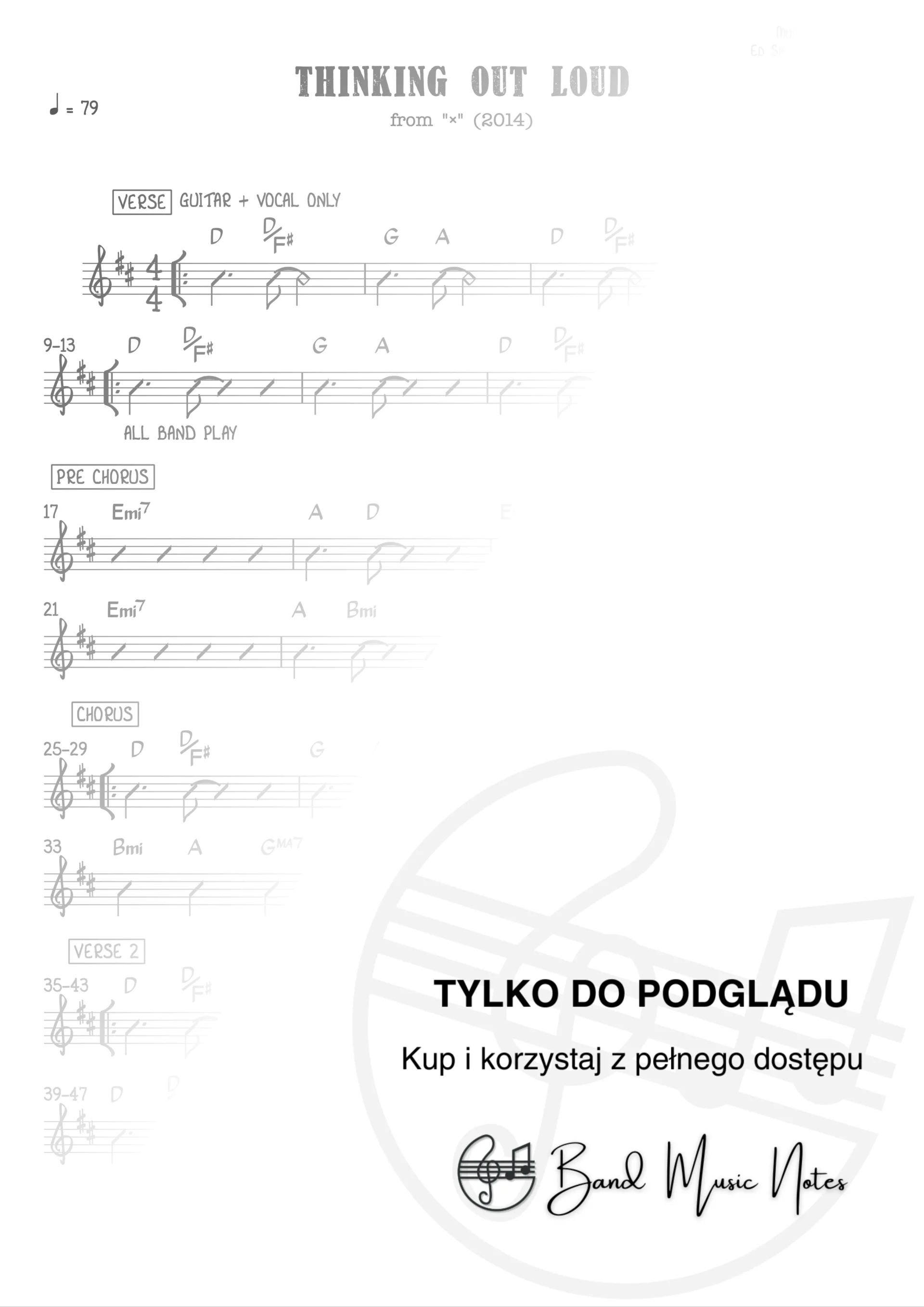 Ed Sheeran - Thinking Out Loud - Band Score_0001