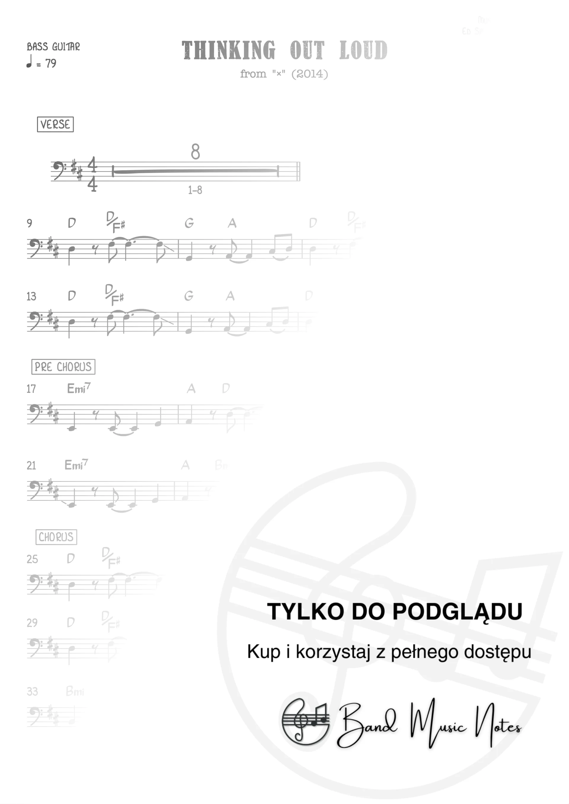 Ed Sheeran - Thinking Out Loud - Bass Guitar Part_0001