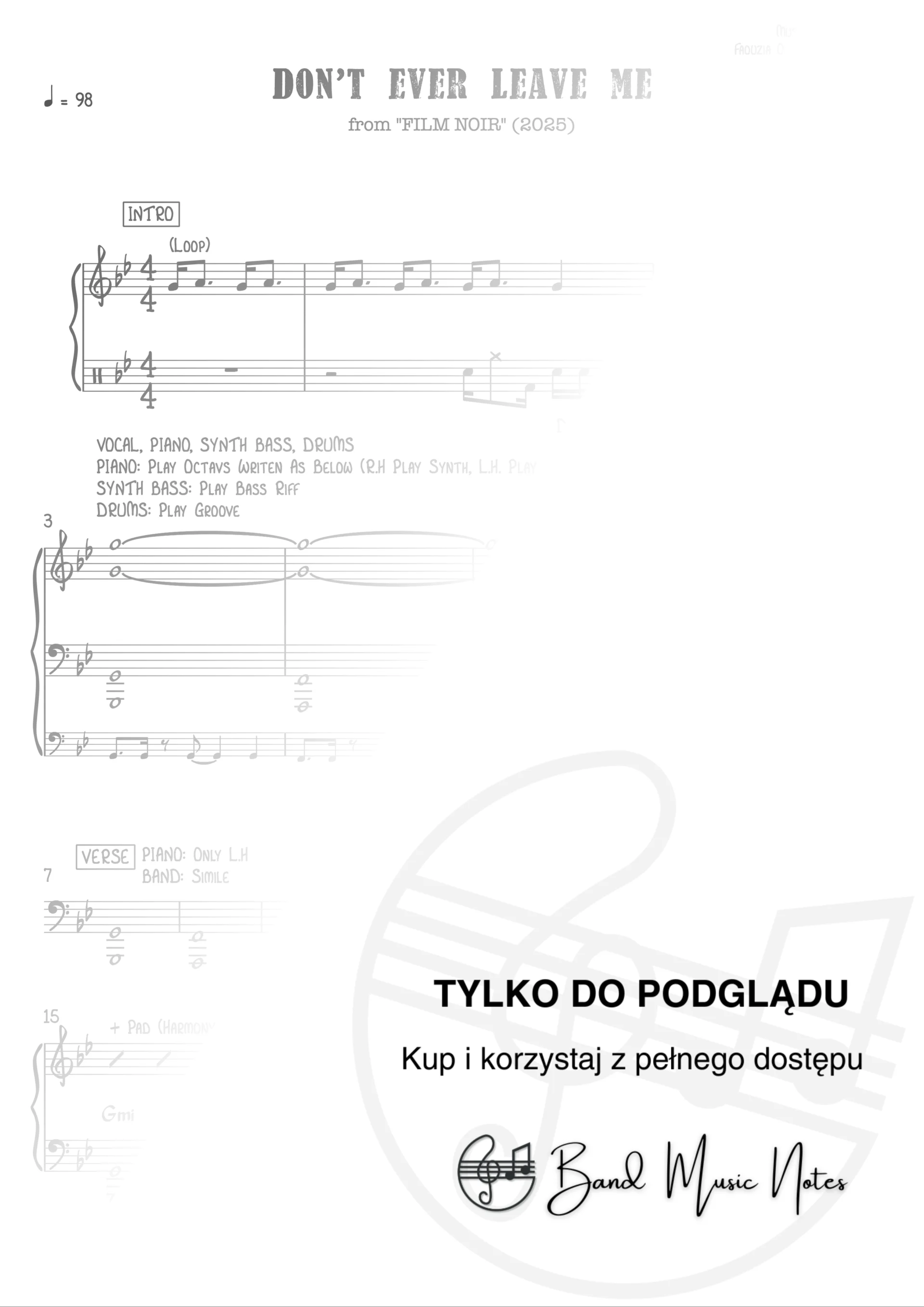 Faouzia - Don't Ever Leave Me - Band Score_0001