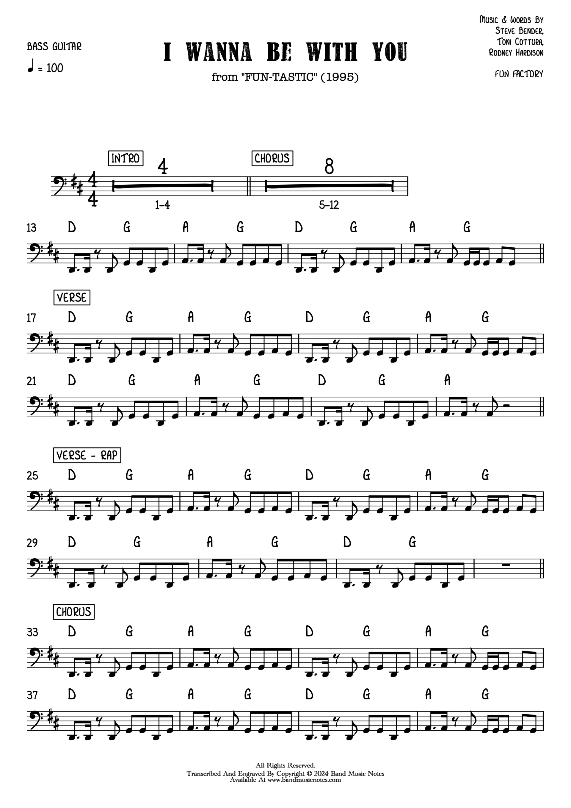 Fun Factory - I Wanna Be With You - Bass Guitar Part_0001