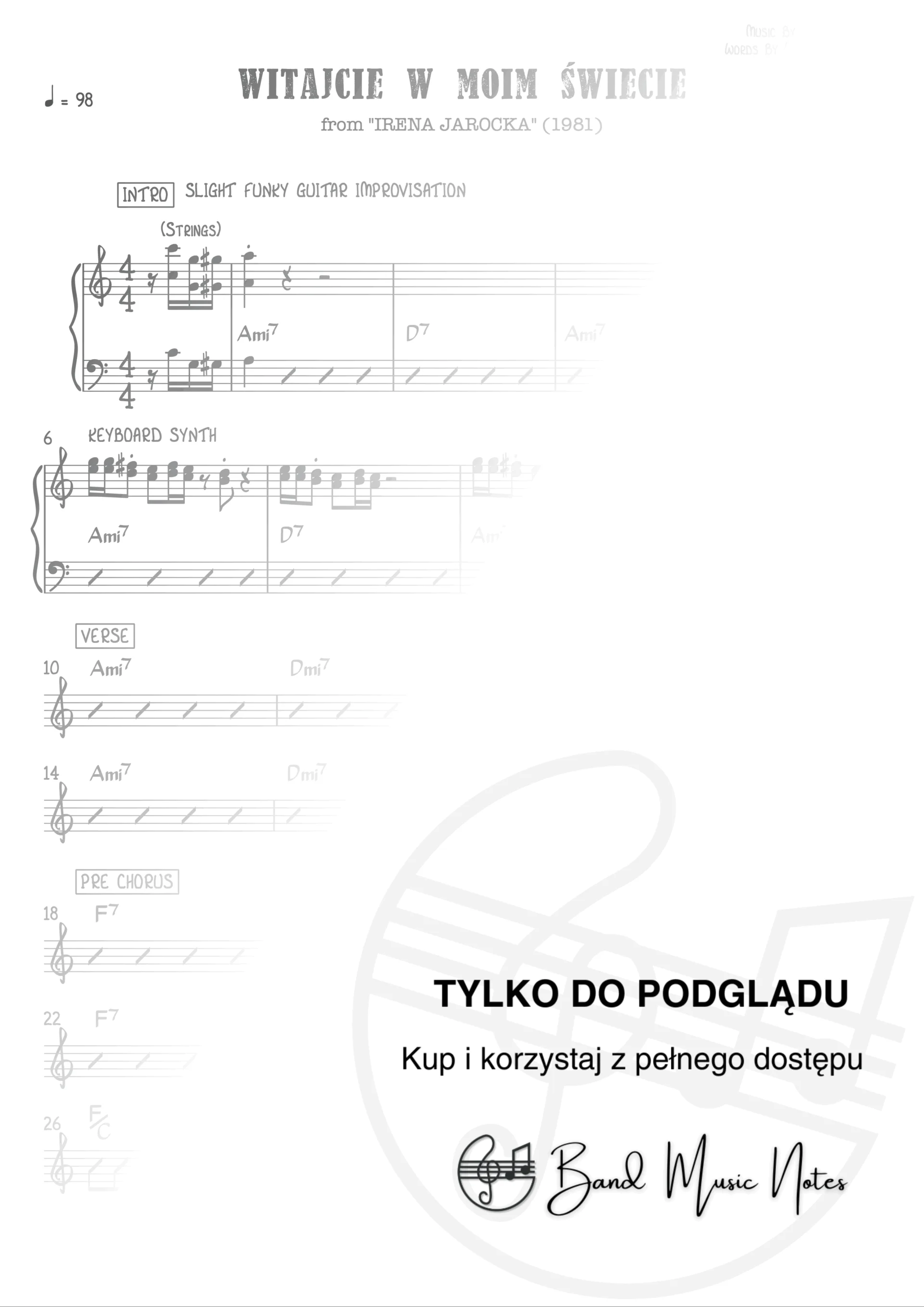 Irena Jarocka - Witajcie w moim świecie - Band Score_0001