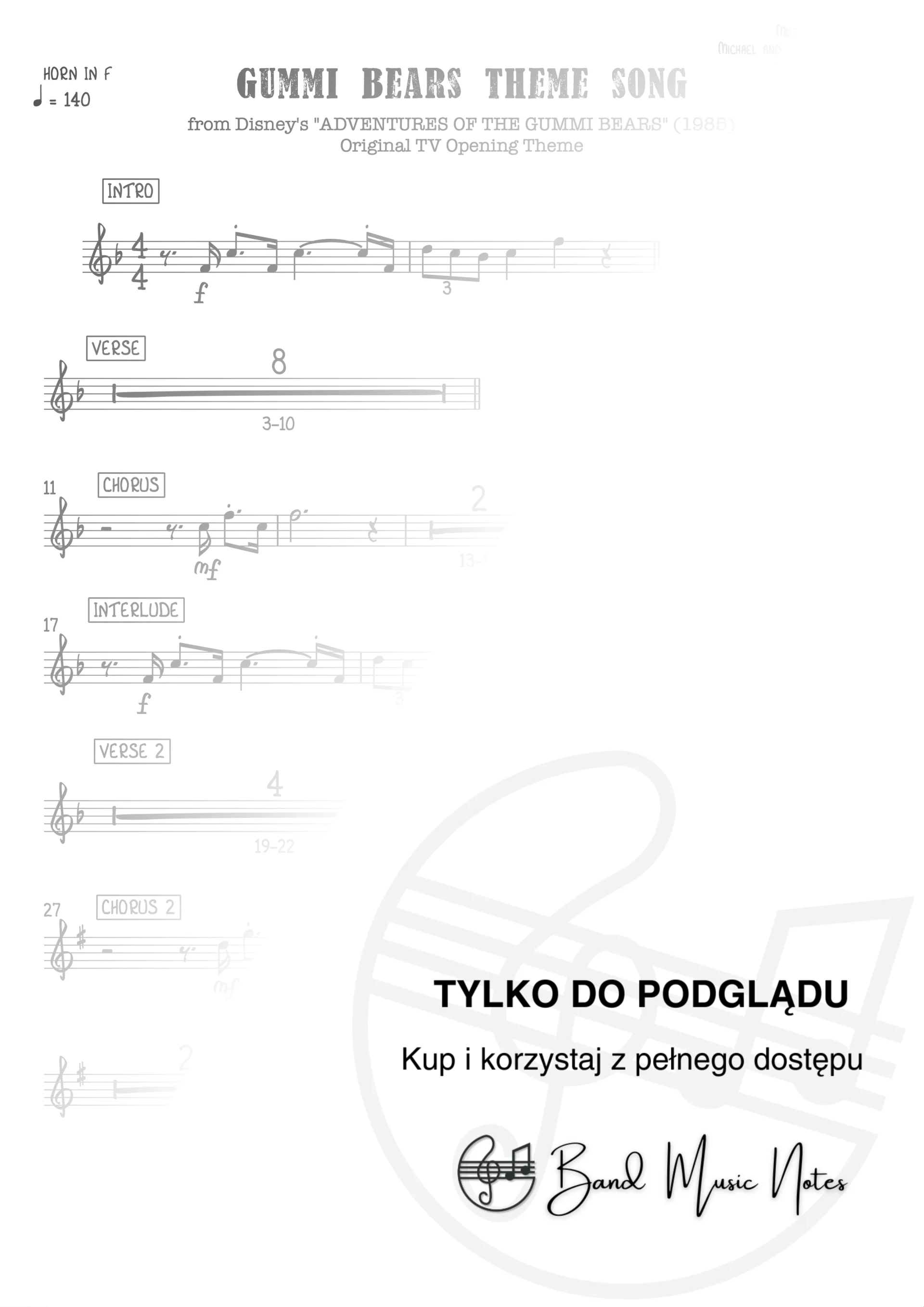 Joseph Williams - Gummi Bears Theme Song - Horn In F Part_0001