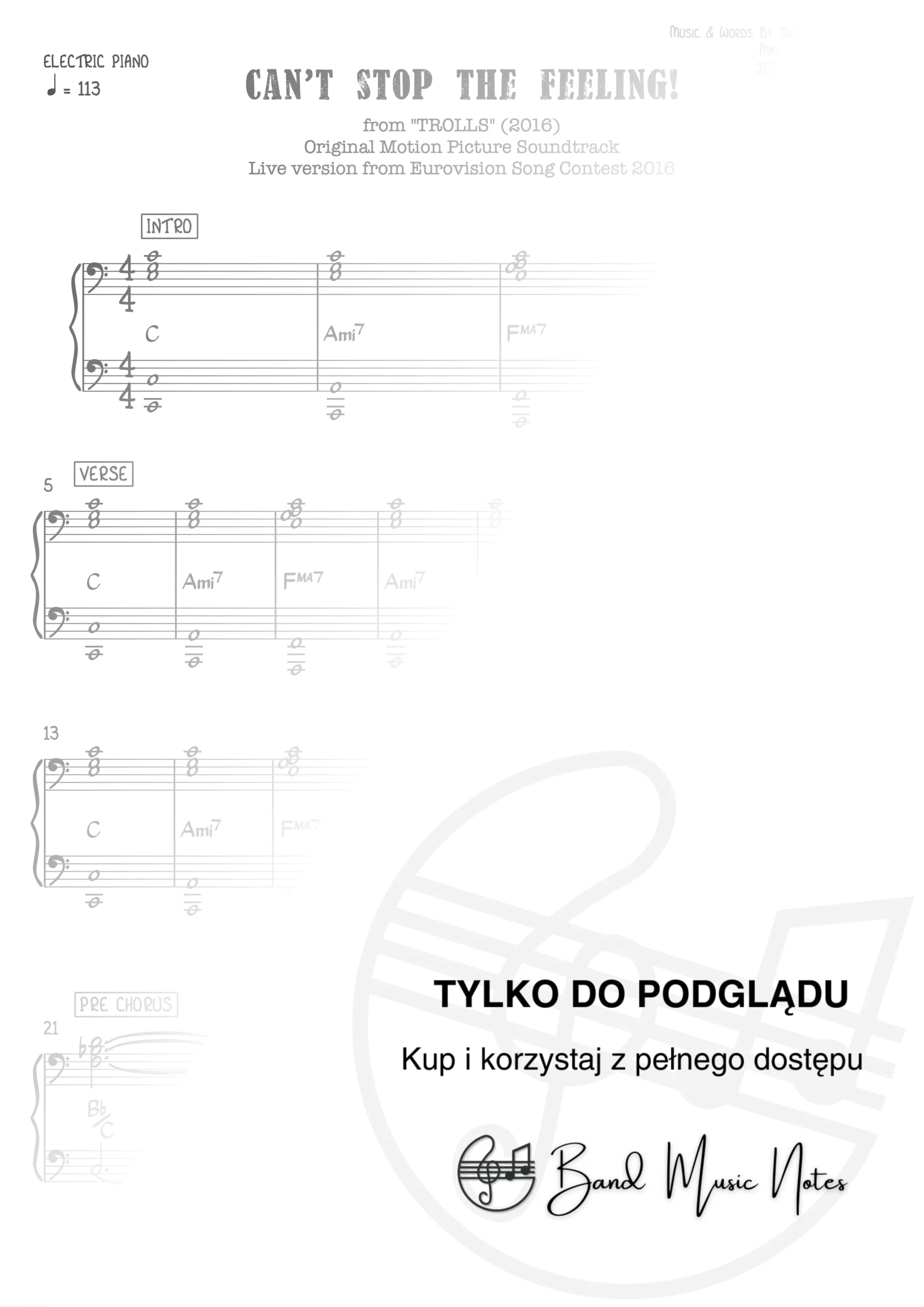 Justin Timberlake - Can't Stop The Feeling! - Ver. live - Electric Piano Part_0001