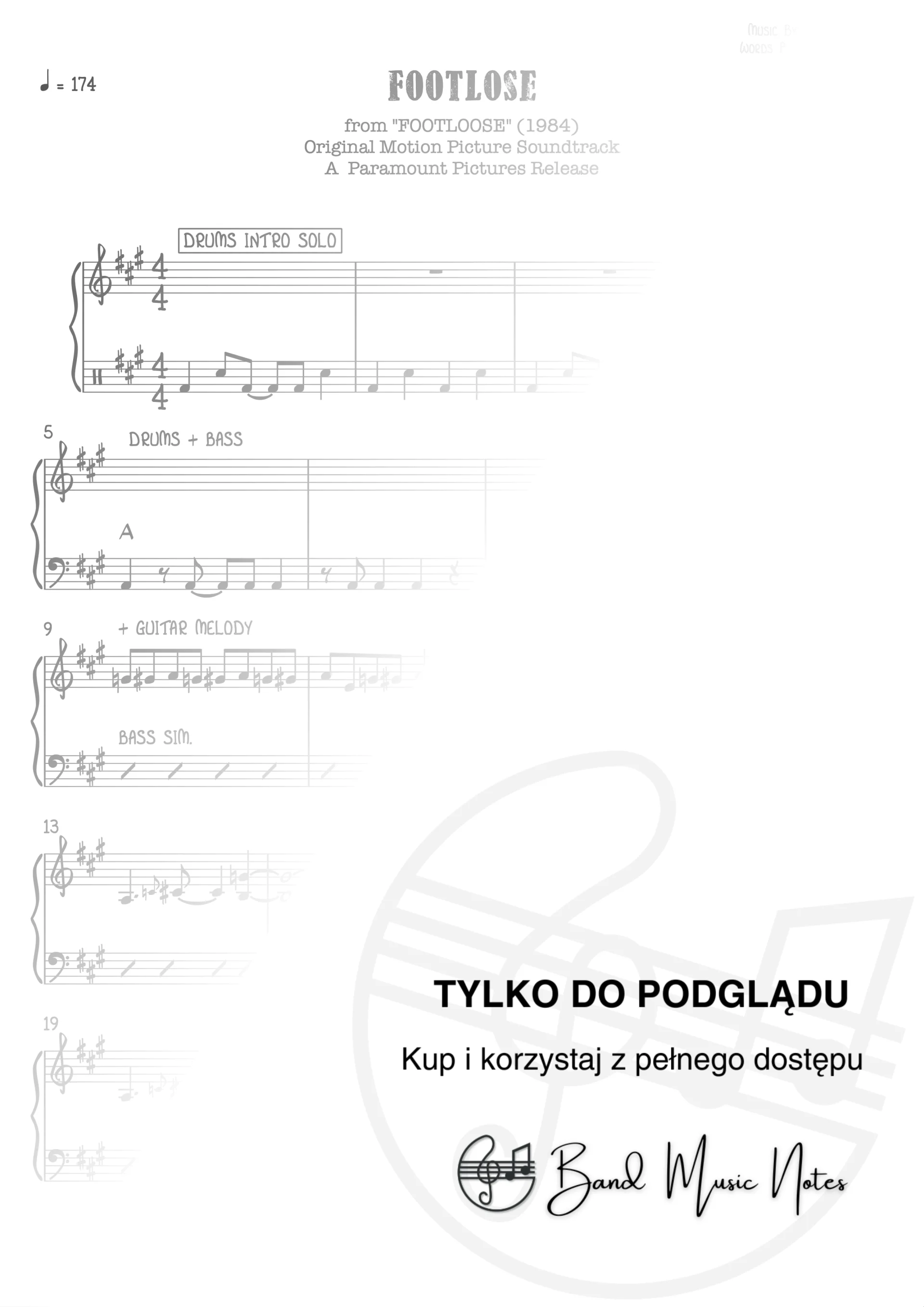 Kenny Loggins - Footlose - Band Score_0001