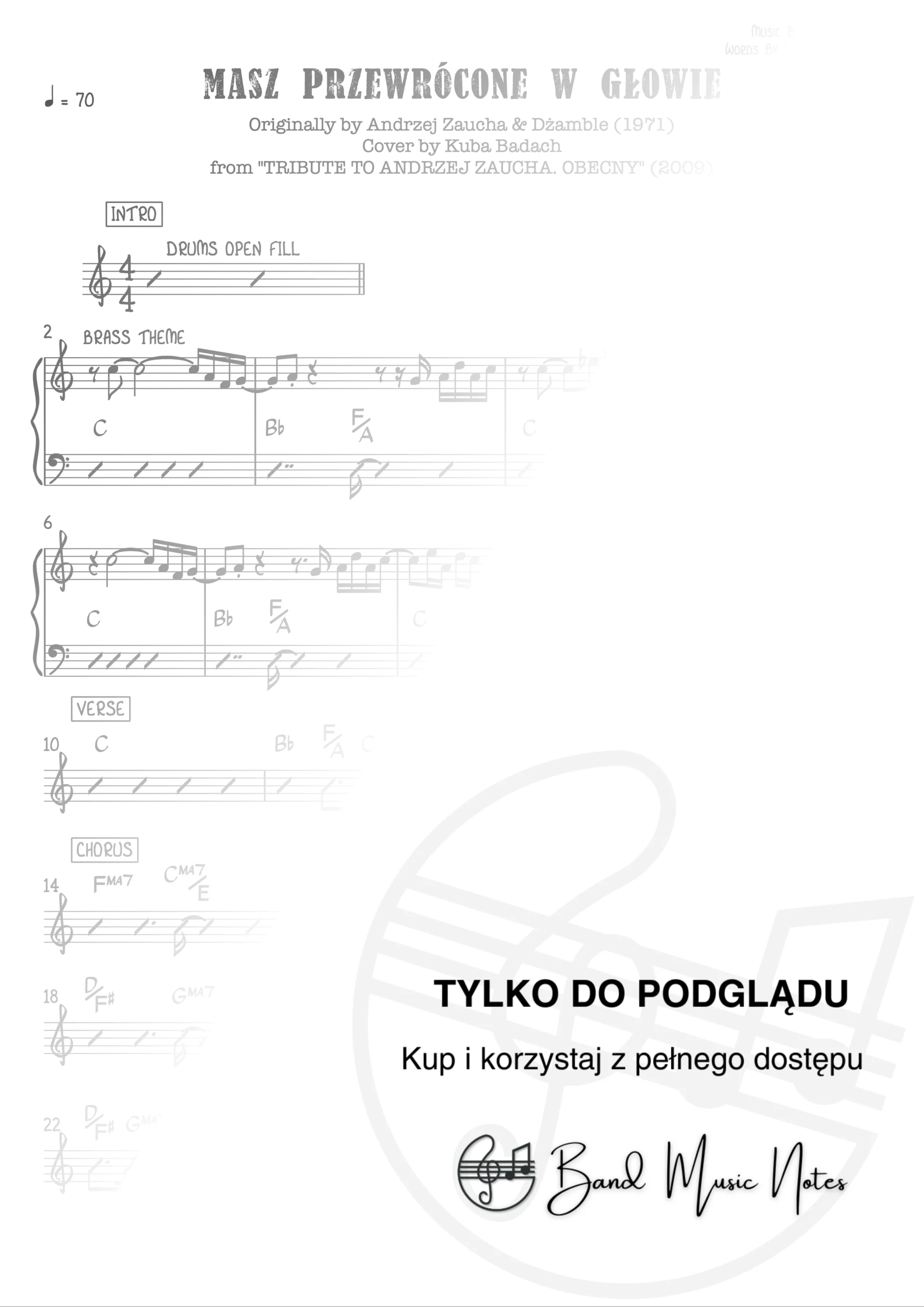 Kuba Badach - Masz przewrócone w głowie - Band Score_0001