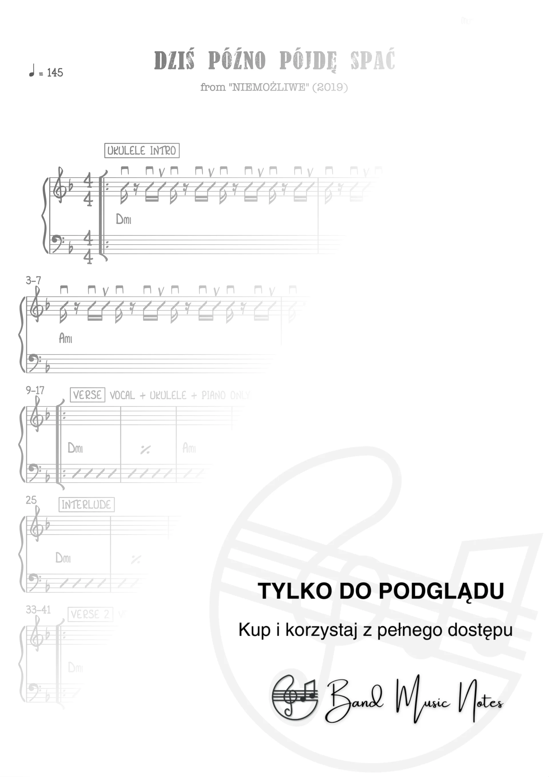 Kwiat Jabłoni - Dziś późno pójdę spać - Band Score_0001