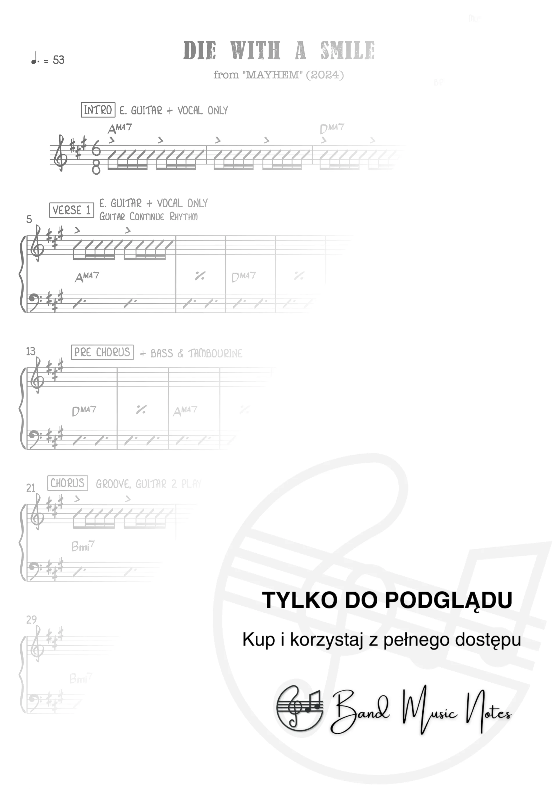 Lady Gaga, Bruno Mars - Die With A Smile - Band Score_0001