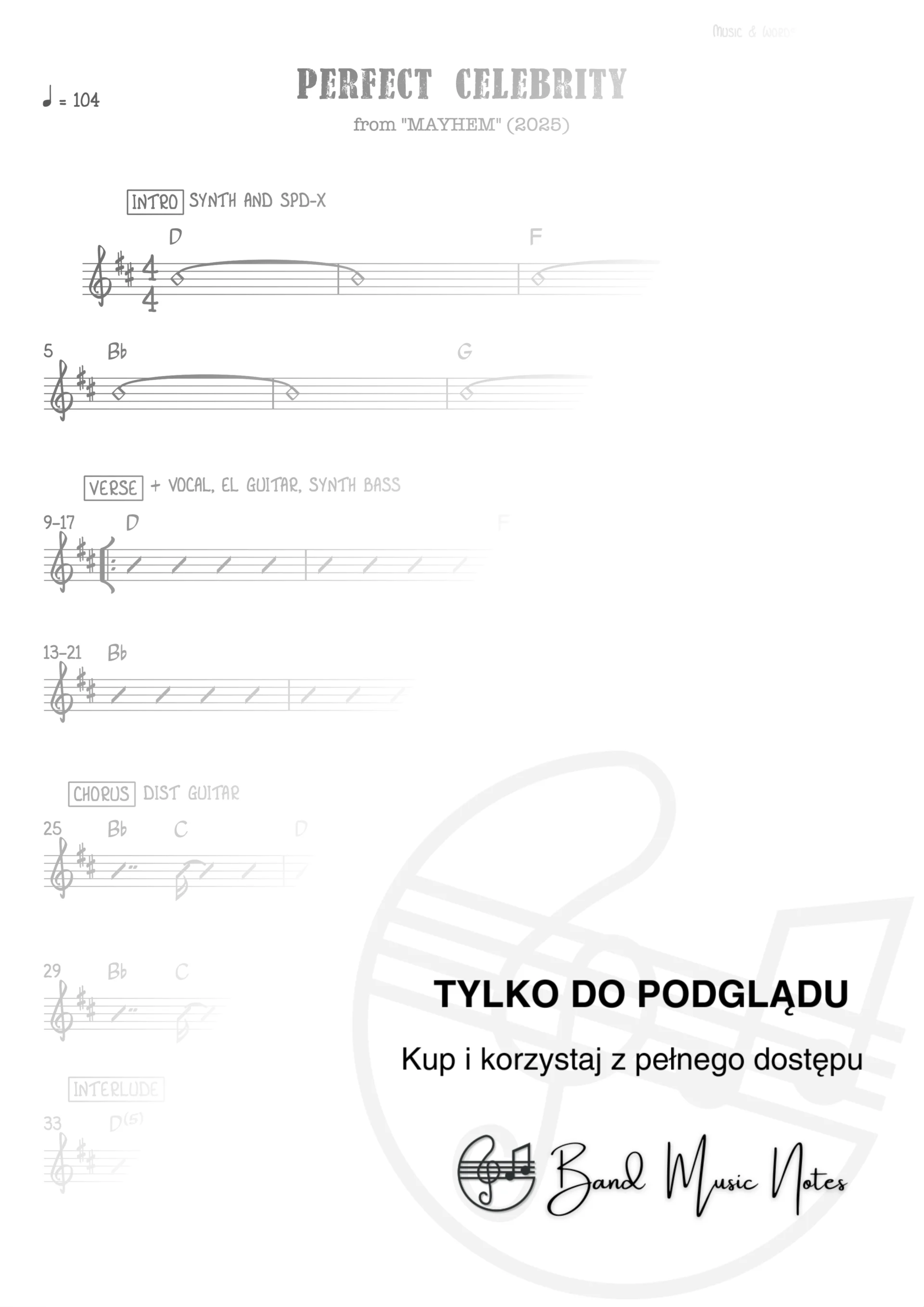 Lady Gaga - Perfect Celebrity - Band Score_0001