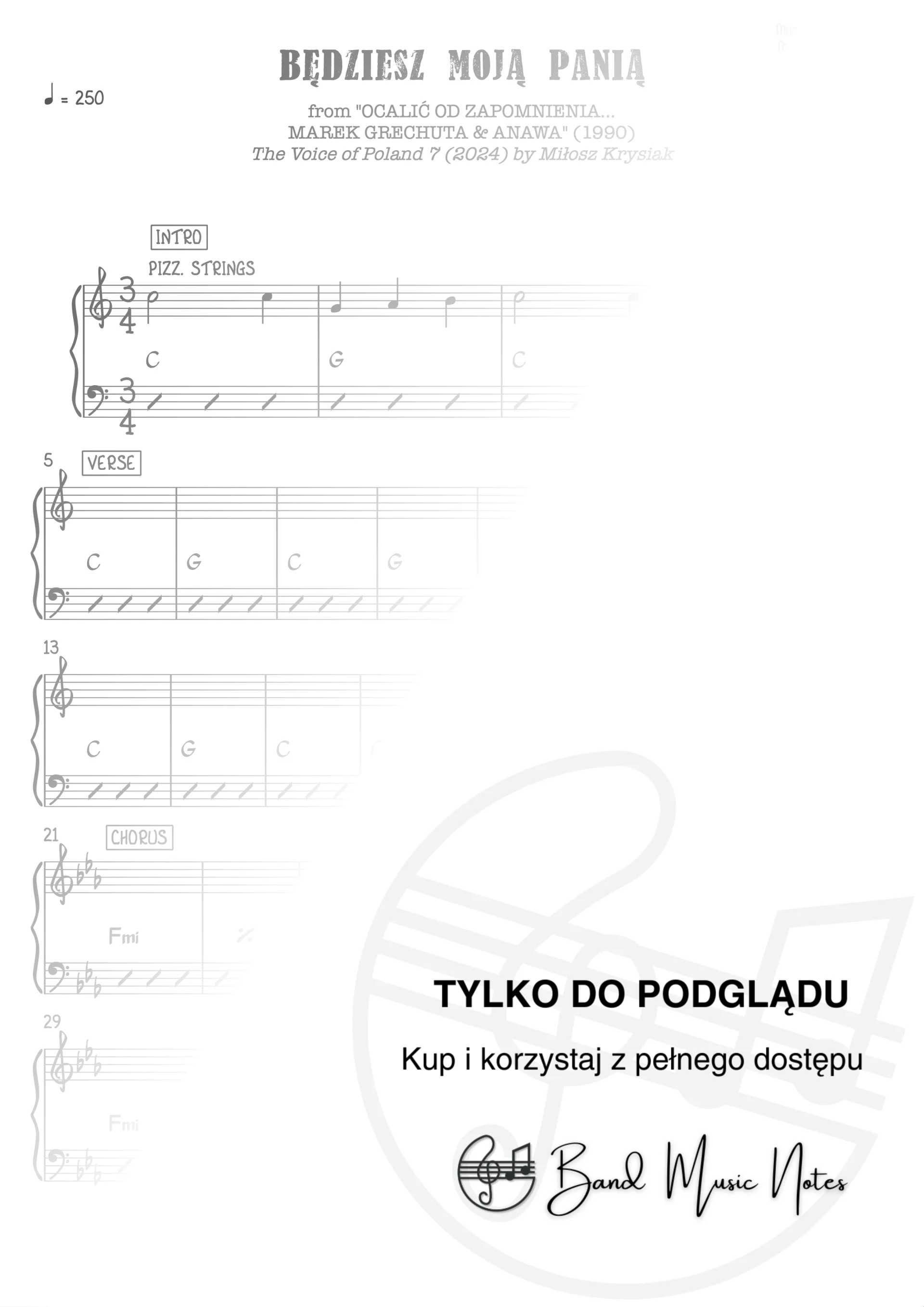 Marek Grechuta - Będziesz moją panią (The Voice Of Poland 7, 2024 by Miłosz Krysiak) - Band Score_0001