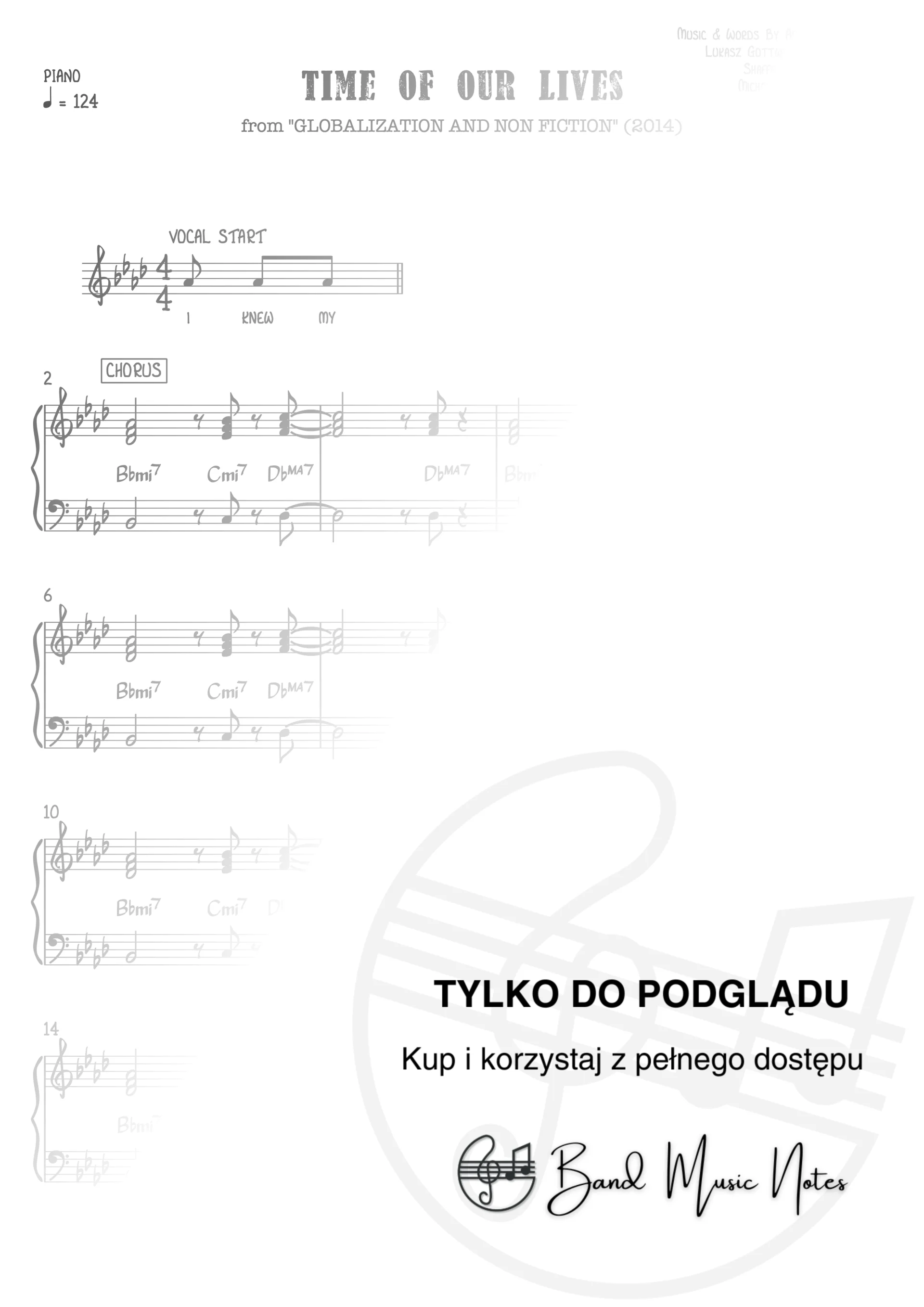 Pitbull, Ne-Yo - Time Of Our Lives - Piano Part_0001