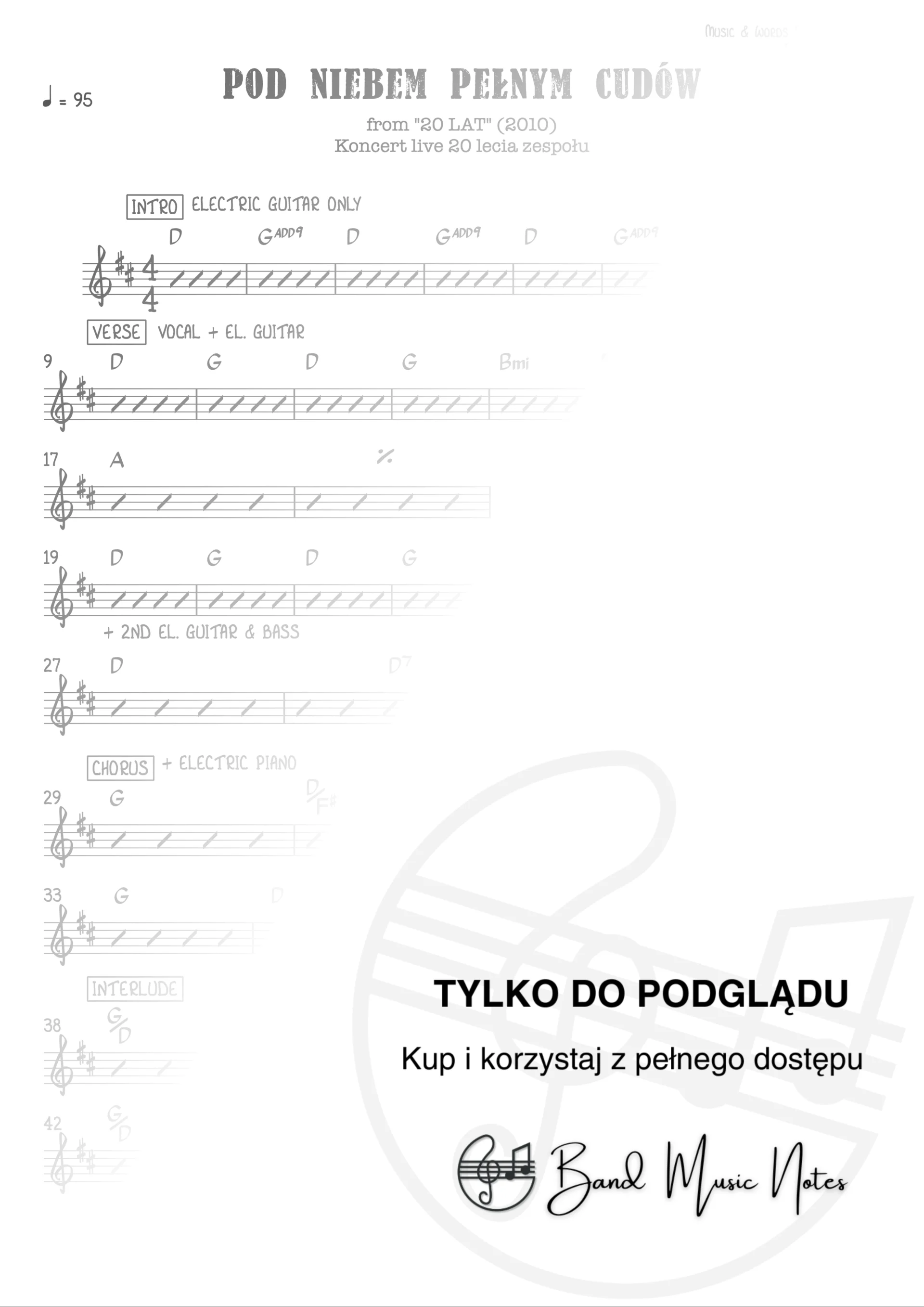 Raz, Dwa, Trzy - Pod niebem pełnym cudów - Ver. live - Band Score_0001