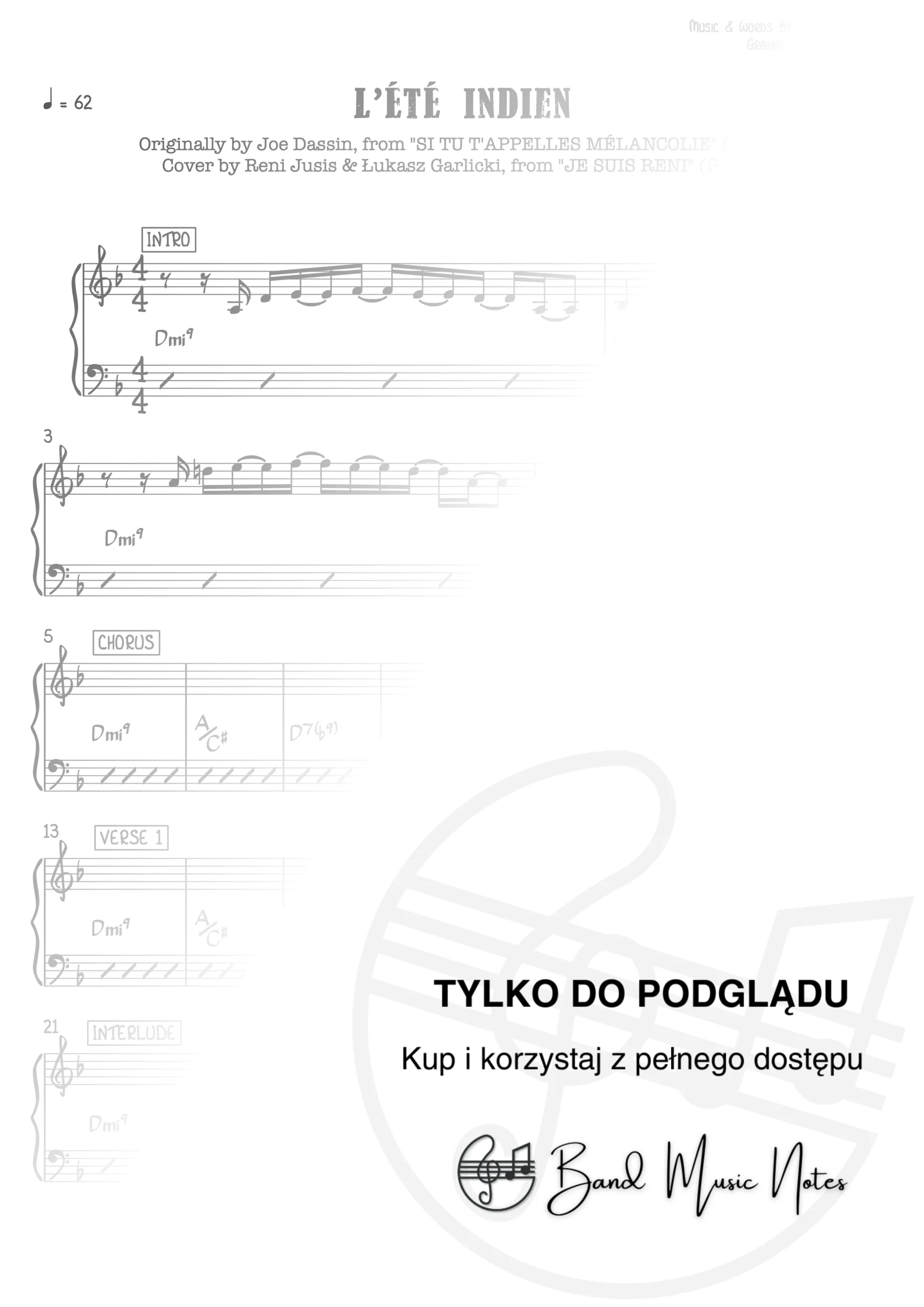 Reni Jusis & Łukasz Garlicki - L'été Indien - Band Score_0001