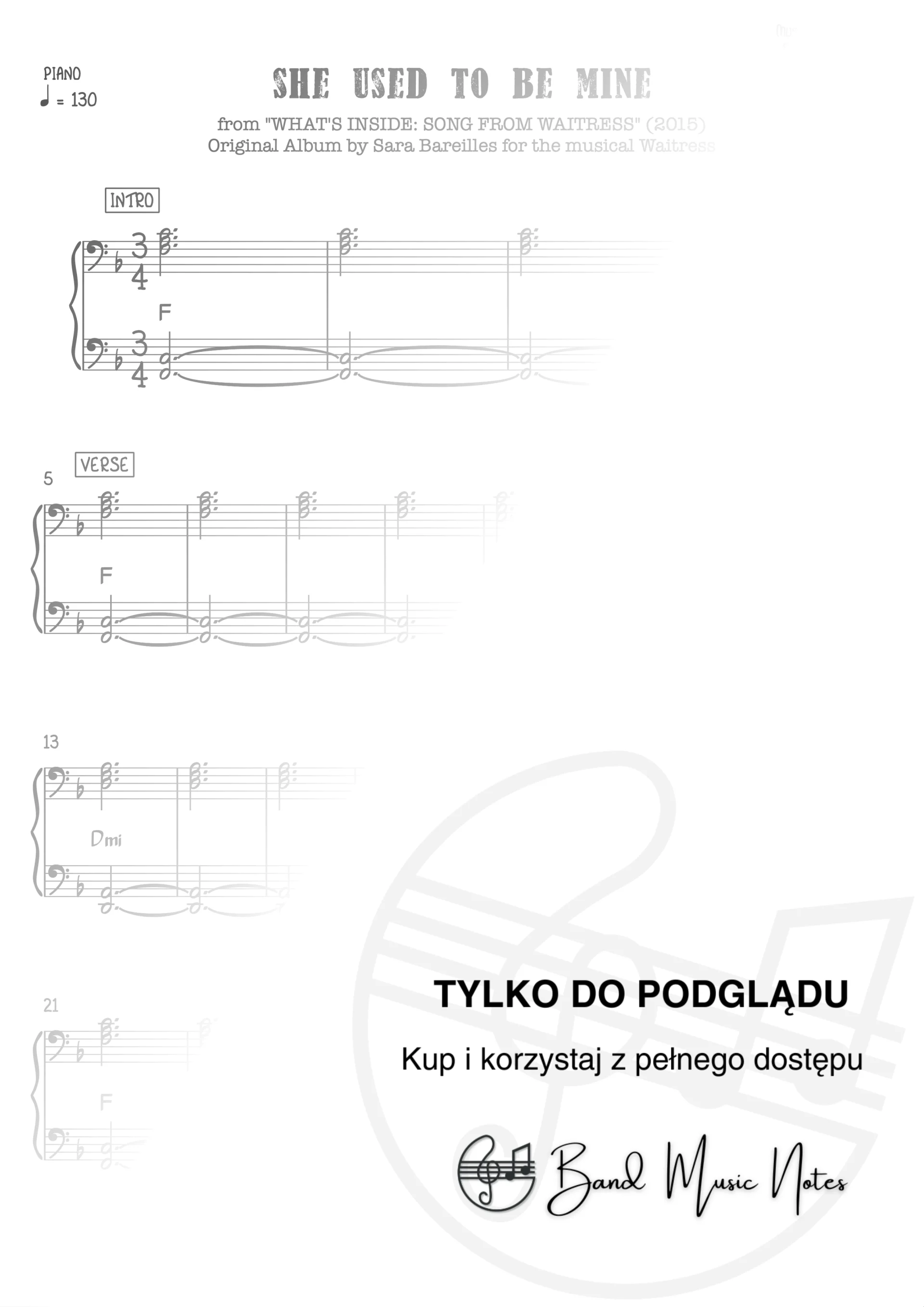 Sara Bareilles - She Used To Be Mine - Piano Part_0001