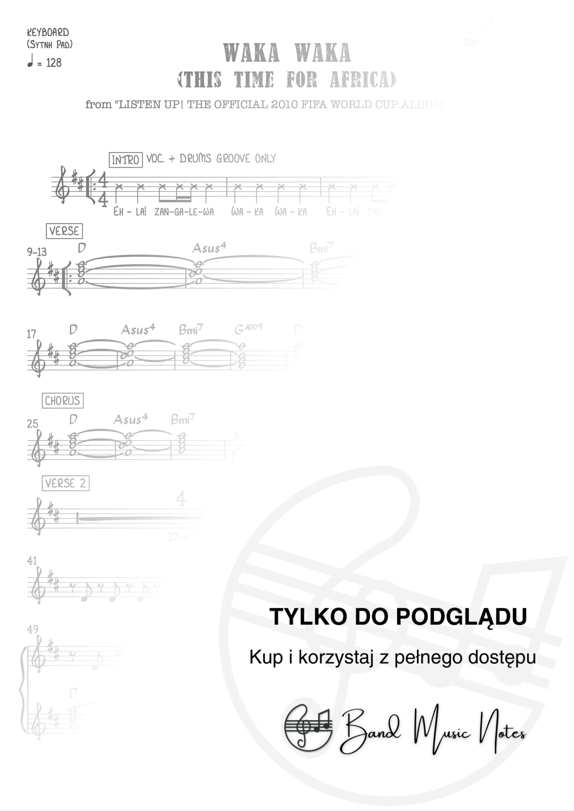 Shakira - Waka Waka - Keyboard Part_0001
