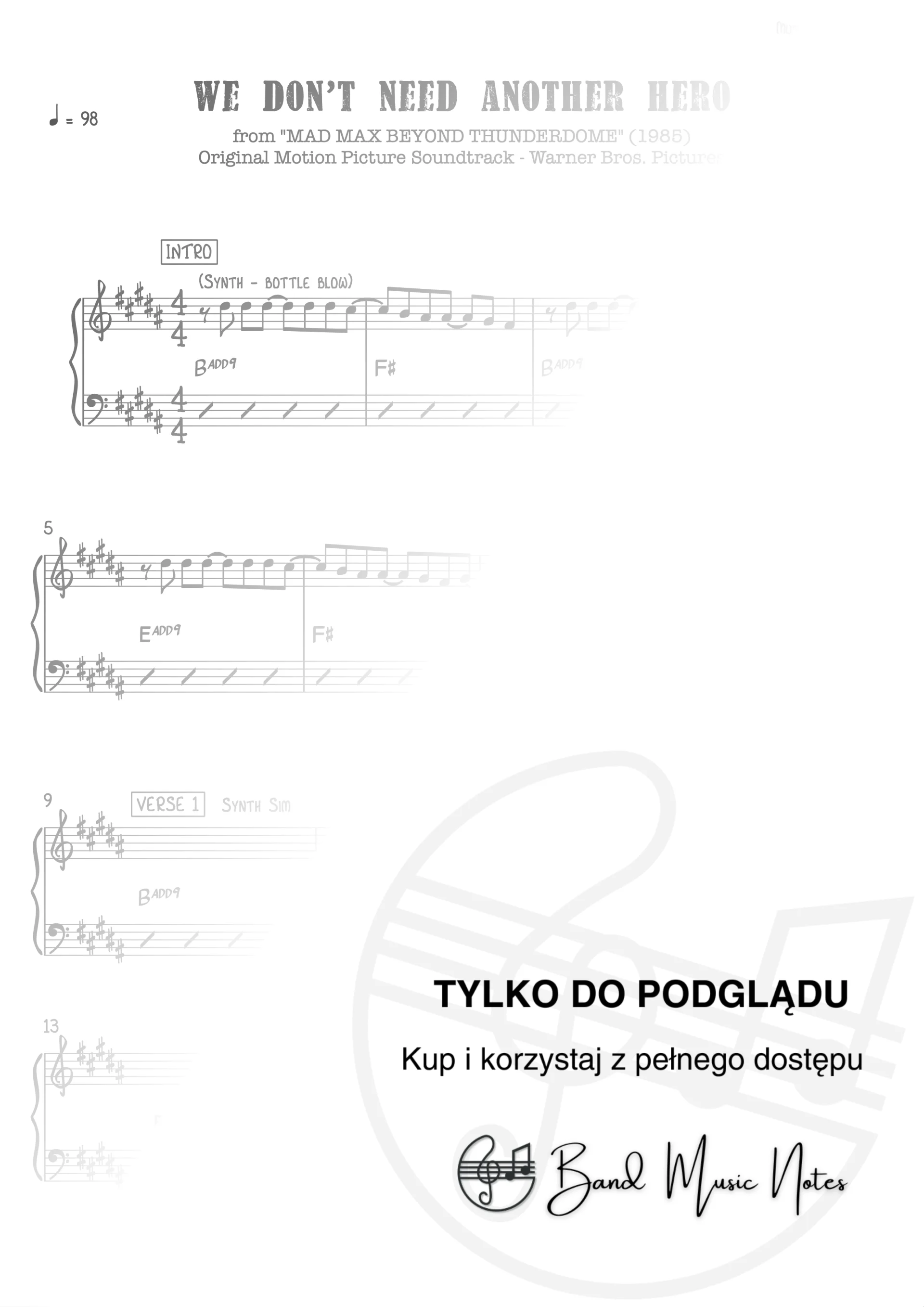 Tina Turner - We Don't Need Another Hero - Band Score_0001