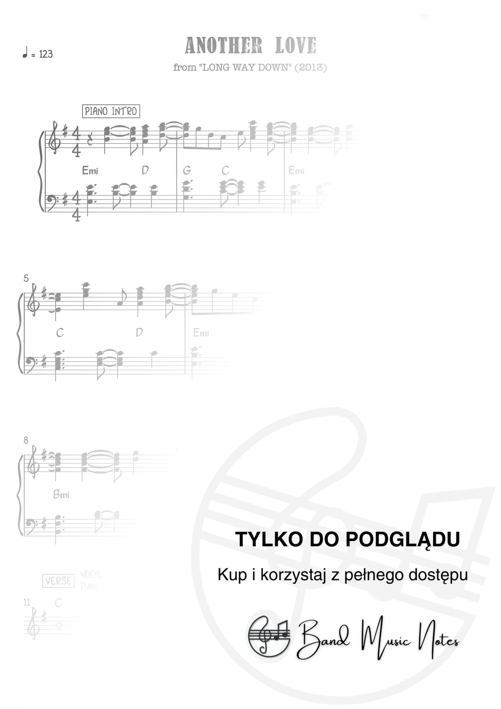 Tom Odell - Another Love - Band Score_0001